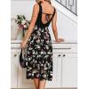 imageCUPSHE Womens Summer Dresses Floral Tie Back Backless Square Neck Elastic Waist Midi DressBlack Floral
