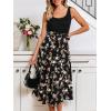 imageCUPSHE Womens Summer Dresses Floral Tie Back Backless Square Neck Elastic Waist Midi DressBlack Floral