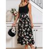 imageCUPSHE Womens Summer Dresses Floral Tie Back Backless Square Neck Elastic Waist Midi DressBlack Floral