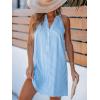 imageCUPSHE Womens Summer Dresses V Neck Sleeveless Striped Button Up Mini Casual Coverup DressBlue