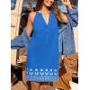 imageCUPSHE Womens Summer Dresses V Neck Sleeveless Striped Button Up Mini Casual Coverup DressBlue Floral