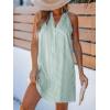 imageCUPSHE Womens Summer Dresses V Neck Sleeveless Striped Button Up Mini Casual Coverup DressGreen