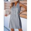 imageCUPSHE Womens Summer Dresses V Neck Sleeveless Striped Button Up Mini Casual Coverup DressNavy