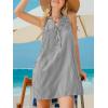imageCUPSHE Womens Summer Dresses V Neck Sleeveless Striped Button Up Mini Casual Coverup DressNavy