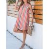 imageCUPSHE Womens Summer Dresses V Neck Sleeveless Striped Button Up Mini Casual Coverup DressOrange Striped