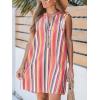 imageCUPSHE Womens Summer Dresses V Neck Sleeveless Striped Button Up Mini Casual Coverup DressOrange Striped
