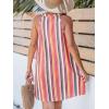 imageCUPSHE Womens Summer Dresses V Neck Sleeveless Striped Button Up Mini Casual Coverup DressOrange Striped