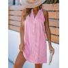 imageCUPSHE Womens Summer Dresses V Neck Sleeveless Striped Button Up Mini Casual Coverup DressPink