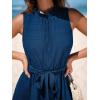 imageCUPSHE Womens Summer Mini Dress Tie Waist Belted Sleeveless Ruffled Round Neck A Line Swing Short DressNavy Blue