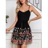 imageCUPSHE Womens V Neck Sleeveless Embroidery Summer Floral Tulle Prom Party Mini DressBlack