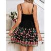 imageCUPSHE Womens V Neck Sleeveless Embroidery Summer Floral Tulle Prom Party Mini DressBlack