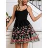 imageCUPSHE Womens V Neck Sleeveless Embroidery Summer Floral Tulle Prom Party Mini DressBlack