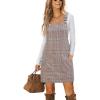 imageCUPSHE Women Corduroy Fall Dresses Front Bib Pocket Square Neck Wide Strap Casual Overall Mini DressDark Grey