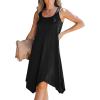 imageCUPSHE Womens Casual Cami Dress Scoop Neck Sleeveless Flowy Midi Dresses Handkerchief Hem with Cutout StrapsBlack
