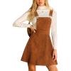 imageCUPSHE Womens Corduroy Fall Overall Dress Square Neck Adjustable Straps Ruffle Hem Casual Pinafore Mini DressBrown