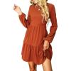 imageCUPSHE Womens Mini Fall Dresses Knit Casual Long Sleeve Crew Neck Flowy Tiered Ruffled Short Sweater DressBurnt Orange