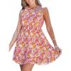 imageCUPSHE Womens One Shoulder Floral Summer Dresses Vacation Casual Mini Dress Short Sleeveless Beach SundressOrange Floral