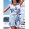 imageCUPSHE Women 2 Piece Lounge Set Stripes Casual Summer Tank Top Drawstring Beach Shorts Coverup SetsBlue