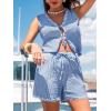 imageCUPSHE Women 2 Piece Lounge Set Stripes Casual Summer Tank Top Drawstring Beach Shorts Coverup SetsBlue