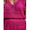 imageCUPSHE Women Crochet Swimsuit Cover Ups Hollow Out Short Sleeve Beach Coverup DressBhot Pink
