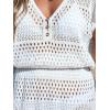 imageCUPSHE Women Crochet Swimsuit Cover Ups Hollow Out Short Sleeve Beach Coverup DressBwhite