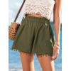imageCUPSHE Women Swim Cover Up Shorts Wide Leg Tassel Beach Coverups Shorts for SwimwearGreen