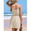 imageCUPSHE Women Swimsuit Cover Up Sleevess Spaghetti Straps Summer Mini Beach Dress Tie Waist Bathing Suit Coverups for SwimwearApricot