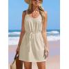 imageCUPSHE Women Swimsuit Cover Up Sleevess Spaghetti Straps Summer Mini Beach Dress Tie Waist Bathing Suit Coverups for SwimwearApricot