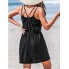 imageCUPSHE Women Swimsuit Cover Up Sleevess Spaghetti Straps Summer Mini Beach Dress Tie Waist Bathing Suit Coverups for SwimwearBlack