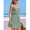 imageCUPSHE Women Swimsuit Cover Up Sleevess Spaghetti Straps Summer Mini Beach Dress Tie Waist Bathing Suit Coverups for SwimwearGreen