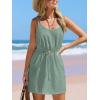 imageCUPSHE Women Swimsuit Cover Up Sleevess Spaghetti Straps Summer Mini Beach Dress Tie Waist Bathing Suit Coverups for SwimwearGreen