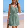 imageCUPSHE Women Swimsuit Cover Up Sleevess Spaghetti Straps Summer Mini Beach Dress Tie Waist Bathing Suit Coverups for SwimwearGreen