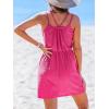 imageCUPSHE Women Swimsuit Cover Up Sleevess Spaghetti Straps Summer Mini Beach Dress Tie Waist Bathing Suit Coverups for SwimwearRose Pink