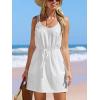 imageCUPSHE Women Swimsuit Cover Up Sleevess Spaghetti Straps Summer Mini Beach Dress Tie Waist Bathing Suit Coverups for SwimwearWhite