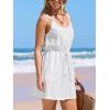 imageCUPSHE Women Swimsuit Cover Up Sleevess Spaghetti Straps Summer Mini Beach Dress Tie Waist Bathing Suit Coverups for SwimwearWhite