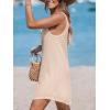 imageCUPSHE Women Waffle Knit Beach Cover Ups ORing Button Front Sleeveless Bathing Suit Coverup DressApricot
