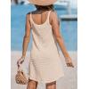 imageCUPSHE Women Waffle Knit Beach Cover Ups ORing Button Front Sleeveless Bathing Suit Coverup DressApricot