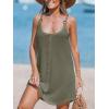 imageCUPSHE Women Waffle Knit Beach Cover Ups ORing Button Front Sleeveless Bathing Suit Coverup DressArmy Green