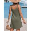 imageCUPSHE Women Waffle Knit Beach Cover Ups ORing Button Front Sleeveless Bathing Suit Coverup DressArmy Green