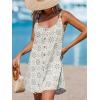 imageCUPSHE Women Waffle Knit Beach Cover Ups ORing Button Front Sleeveless Bathing Suit Coverup DressBgreen Floral