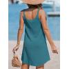 imageCUPSHE Women Waffle Knit Beach Cover Ups ORing Button Front Sleeveless Bathing Suit Coverup DressSky Blue