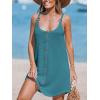imageCUPSHE Women Waffle Knit Beach Cover Ups ORing Button Front Sleeveless Bathing Suit Coverup DressSky Blue