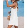 imageCUPSHE Women Waffle Knit Beach Cover Ups ORing Button Front Sleeveless Bathing Suit Coverup DressWhite