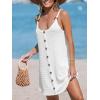 imageCUPSHE Women Waffle Knit Beach Cover Ups ORing Button Front Sleeveless Bathing Suit Coverup DressWhite