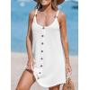 imageCUPSHE Women Waffle Knit Beach Cover Ups ORing Button Front Sleeveless Bathing Suit Coverup DressWhite