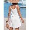 imageCUPSHE Women Waffle Knit Beach Cover Ups ORing Button Front Sleeveless Bathing Suit Coverup DressWhite