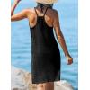imageCUPSHE Womens Beach Cover Ups Sleeveless Swimsuit Coverup Halter Basic Mini DressBlack