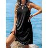 imageCUPSHE Womens Beach Cover Ups Sleeveless Swimsuit Coverup Halter Basic Mini DressBlack