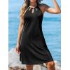 imageCUPSHE Womens Beach Cover Ups Sleeveless Swimsuit Coverup Halter Basic Mini DressBlack