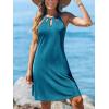 imageCUPSHE Womens Beach Cover Ups Sleeveless Swimsuit Coverup Halter Basic Mini DressBlue